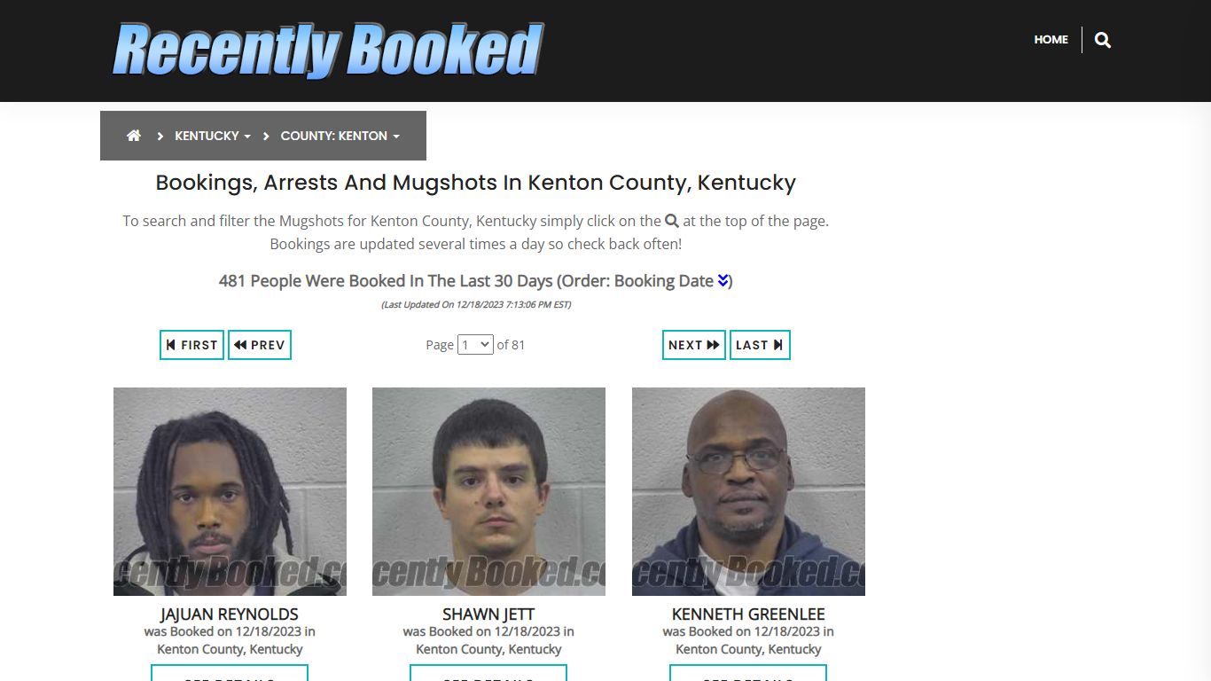 Bookings, Arrests and Mugshots in Kenton County, Kentucky - Recently Booked